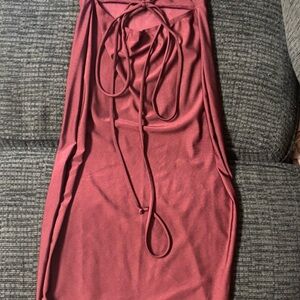Elegant Burgundy Halter Dress